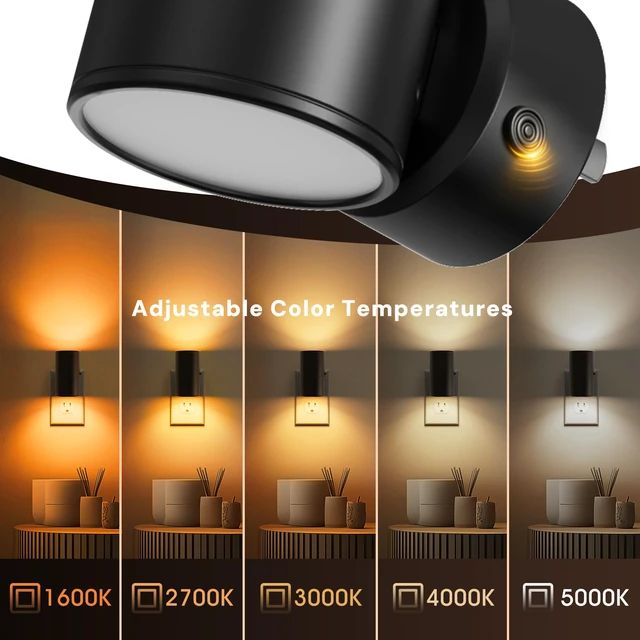 Alt view image 2 of 7 - Night Light, Night Lights Plug into Wall, 5 Colors, Dimmable Dusk to Dawn Sensor, 330° Rotating LED Nightlight Plug In for Kids,Night Light for Hallway Bedroom Bathroom Adults,2 Pack