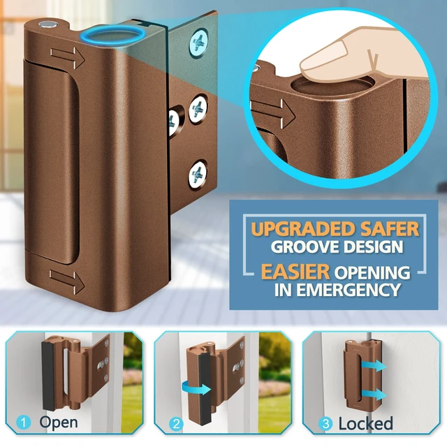 Alt view image 2 of 6 - Door Locks for Kids Safety Front Door Home Security Door Reinforcement Lock Upgraded Safety Door Locks Latch Night Bedroom Door Lock Withstand 800 lbs, Child Proof Deadbolt Lock Home Improvement Locks