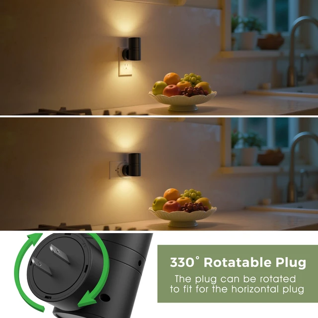 Alt view image 4 of 7 - Night Light, Night Lights Plug into Wall, 5 Colors, Dimmable Dusk to Dawn Sensor, 330° Rotating LED Nightlight Plug In for Kids,Night Light for Hallway Bedroom Bathroom Adults,2 Pack