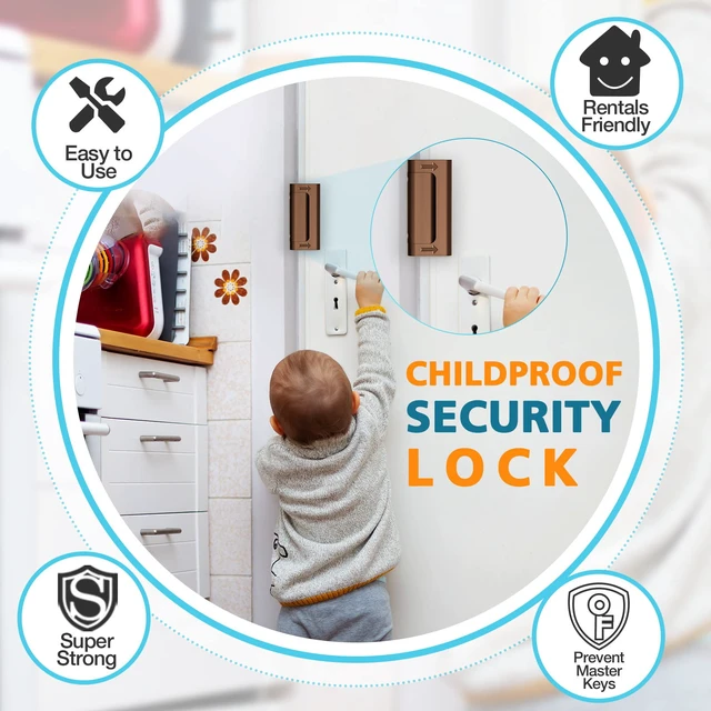 Alt view image 4 of 6 - Door Locks for Kids Safety Front Door Home Security Door Reinforcement Lock Upgraded Safety Door Locks Latch Night Bedroom Door Lock Withstand 800 lbs, Child Proof Deadbolt Lock Home Improvement Locks