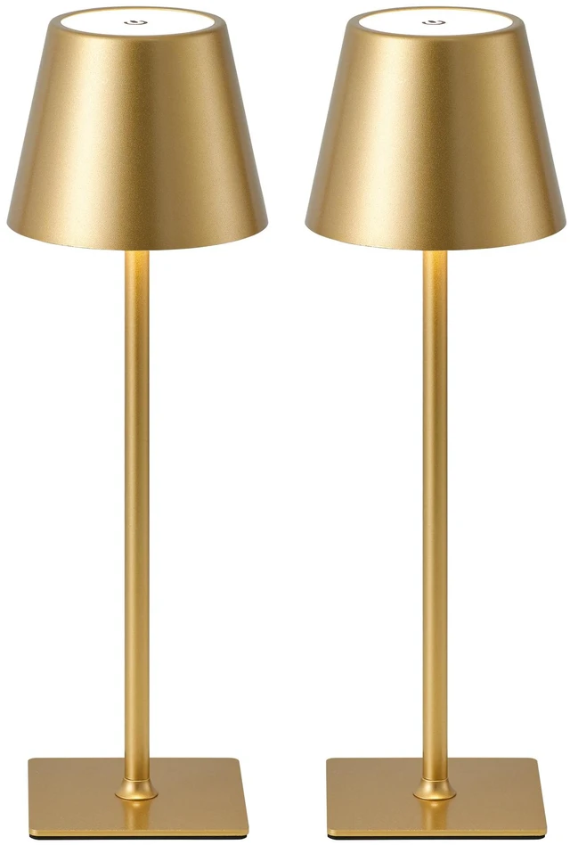 Main image of Gold Cordless Table Lamps Set of 2, 4000mAh Rechargeable LED Desk Lamp Portable, Battery Operated, 3 Color Stepless Dimming, for Restaurant, Outdoor Camping, Coffee Shop, Bedroom, Night Light