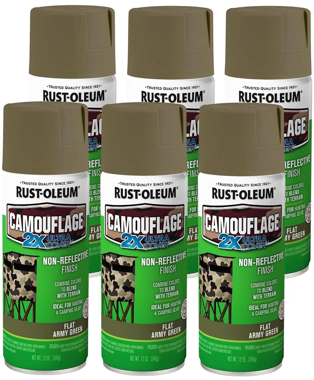 Main image of Camouflage 2X Ultra Cover Army Green Spray Paint Non-Reflective Finish, Outdoor Concealment, Hunting Blinds And Equipment, Multi-Surface Coverage, 12 Oz