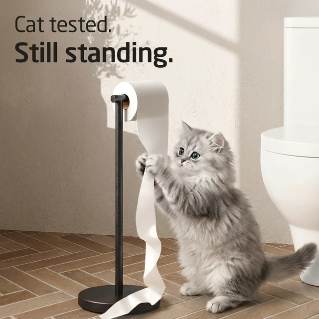 Alt view image 2 of 7 - Oil Rubbed Bronze Toilet Paper Holder Stand Weighted Base, Freestanding Toilet Roll Holder, Bathroom Floor Use, T304 Stainless Steel, BPH283S1-ORB