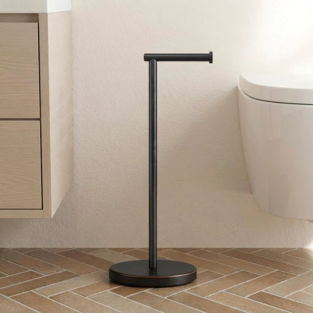 Main image of Oil Rubbed Bronze Toilet Paper Holder Stand Weighted Base, Freestanding Toilet Roll Holder, Bathroom Floor Use, T304 Stainless Steel, BPH283S1-ORB
