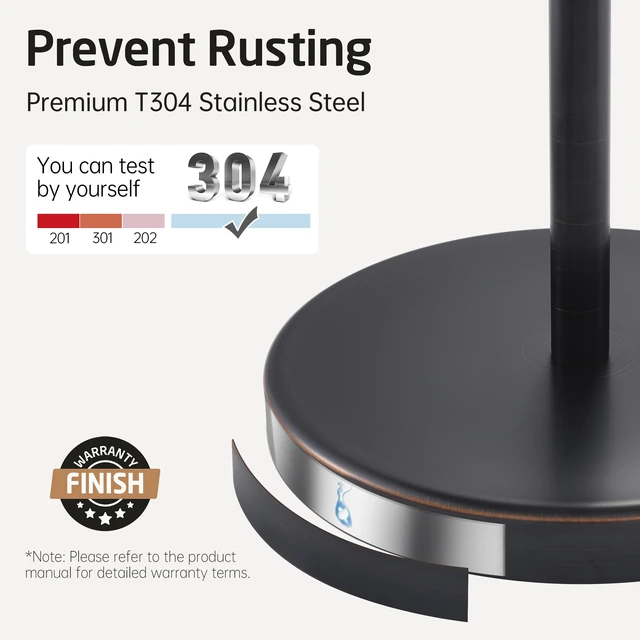 Alt view image 4 of 7 - Oil Rubbed Bronze Toilet Paper Holder Stand Weighted Base, Freestanding Toilet Roll Holder, Bathroom Floor Use, T304 Stainless Steel, BPH283S1-ORB