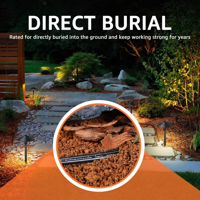 Alt view image 3 of 7 - 16/2 Low Voltage Landscape Wire 12 Gauge Pure Copper Wire, 50 FT Pure Copper, Direct Burial, ETL Listed, Weatherproof, High Conductivity, 16 Gauge 2 Conductor for Outdoor Landscape Lighting