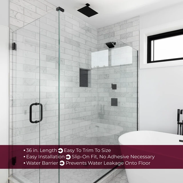Alt view image 3 of 7 - M 6258 Frameless Shower Door Bottom Seal for 3/8 In. Thick Glass Doors Stop Shower Leaks and Create a Water Barrier, 36 In., Clear Vinyl (Single Pack)