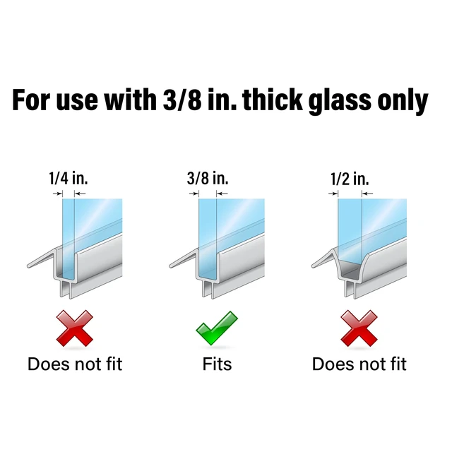 Alt view image 4 of 7 - M 6258 Frameless Shower Door Bottom Seal for 3/8 In. Thick Glass Doors Stop Shower Leaks and Create a Water Barrier, 36 In., Clear Vinyl (Single Pack)