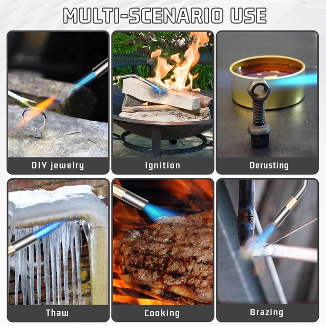 Alt view image 5 of 6 - High Intensity Propane Torch Head with 5FT Hose, Torch Head Kit Trigger Start Gas Torch for Propane, MAPP Gas Tank, MAPP Gas Torch for Ignition, Cooking, Brazing, Not Included Gas Tank