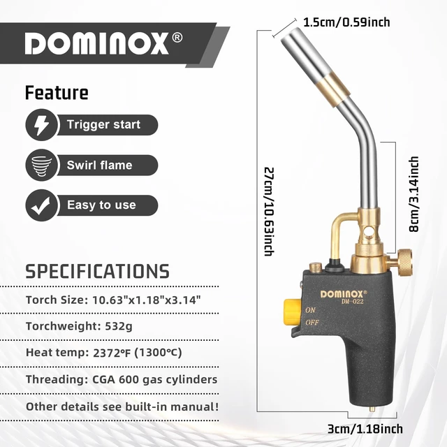 Alt view image 6 of 6 - High Intensity Propane Torch Head with 5FT Hose, Torch Head Kit Trigger Start Gas Torch for Propane, MAPP Gas Tank, MAPP Gas Torch for Ignition, Cooking, Brazing, Not Included Gas Tank