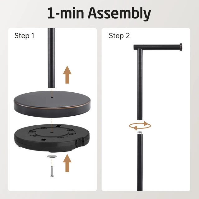 Alt view image 7 of 7 - Oil Rubbed Bronze Toilet Paper Holder Stand Weighted Base, Freestanding Toilet Roll Holder, Bathroom Floor Use, T304 Stainless Steel, BPH283S1-ORB