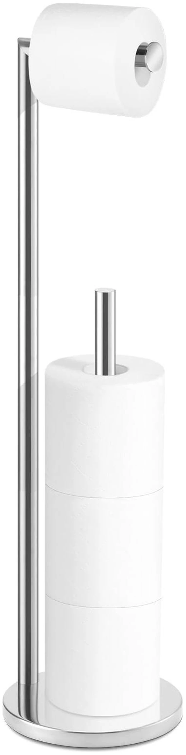 Main image of Toilet Paper Holder Stand, Bathroom Free Standing with Storage, Chrome Rustproof Toilet Paper Roll Holder for 4 Rolls,with Non-Slip Stable Base,Bathroom Organizers and Storage
