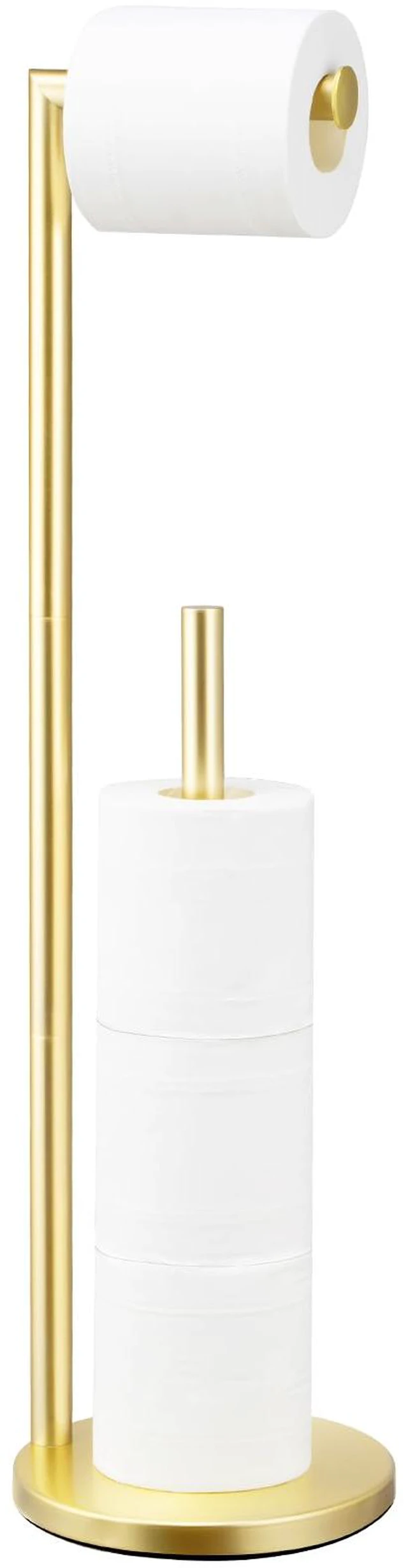 Main image of Toilet Paper Holder Stand, Bathroom Free Standing with Storage, Gold Rustproof Toilet Paper Roll Holder for 4 Rolls,with Non-Slip Stable Base,Bathroom Organizers and Storage