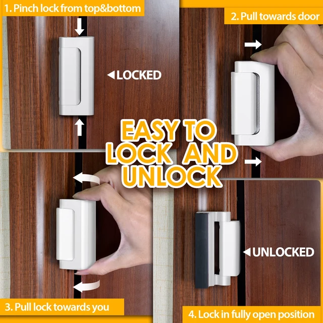 Alt view image 6 of 7 - Home Security Door Lock Reinforcement Front Door Locks for Kids Safety Top of Child Proof Door Safety Locks from Inside, High Flip Night Latch Lock Withstands 800 lbs Inward Swinging Doors