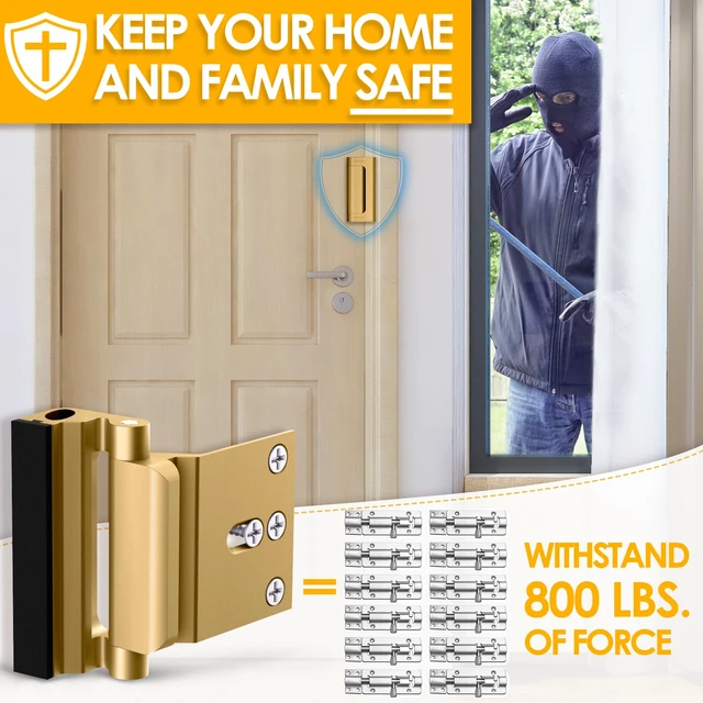 Alt view image 2 of 7 - Home Security Door Reinforcement Lock Door Lock for Kids Safety from Inside Door Locks for Front Door Child Proof Door Latch for Top Deadbolt Lock Home Defend Flip Door Guardian Lock Withstand 800 lbs