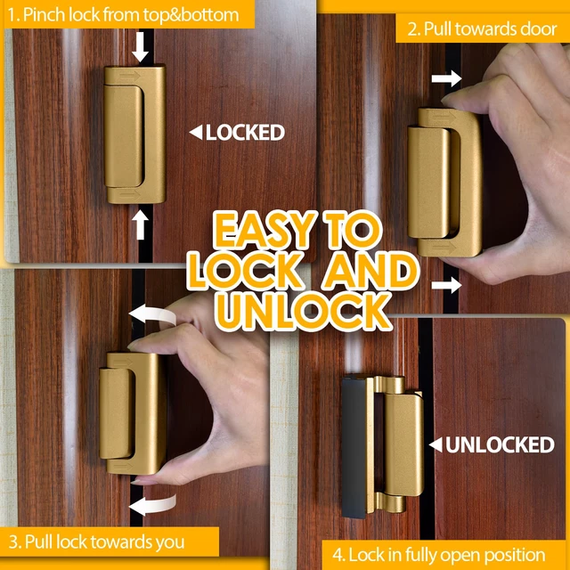 Alt view image 5 of 7 - Home Security Door Reinforcement Lock Door Lock for Kids Safety from Inside Door Locks for Front Door Child Proof Door Latch for Top Deadbolt Lock Home Defend Flip Door Guardian Lock Withstand 800 lbs