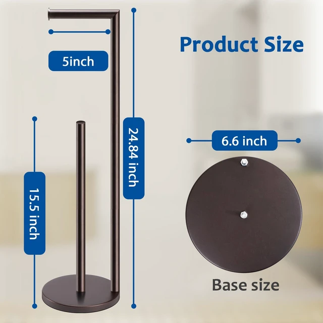 Alt view image 2 of 6 - Toilet Paper Holder Stand, Bathroom Free Standing with Storage, Bronze Rustproof Toilet Paper Roll Holder for 4 Rolls,with Non-Slip Stable Base,Bathroom Organizers and Storage