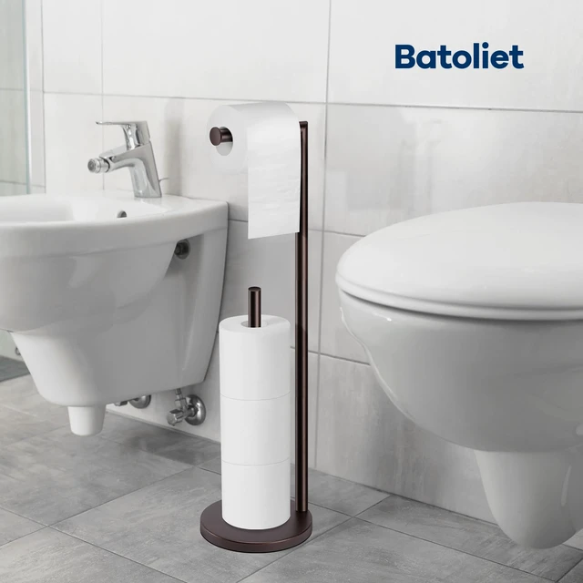 Alt view image 5 of 6 - Toilet Paper Holder Stand, Bathroom Free Standing with Storage, Bronze Rustproof Toilet Paper Roll Holder for 4 Rolls,with Non-Slip Stable Base,Bathroom Organizers and Storage
