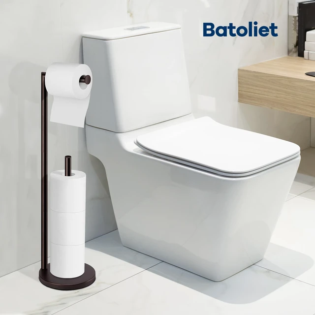Alt view image 4 of 6 - Toilet Paper Holder Stand, Bathroom Free Standing with Storage, Bronze Rustproof Toilet Paper Roll Holder for 4 Rolls,with Non-Slip Stable Base,Bathroom Organizers and Storage