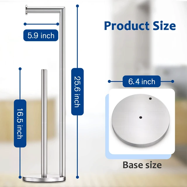 Alt view image 2 of 6 - Toilet Paper Holder Stand, Bathroom Free Standing Storage, Brushed Nickel Rustproof Toilet Paper Roll Holder for 4 Rolls,with Non-Slip Stable Base,Bathroom Organizers and Storage