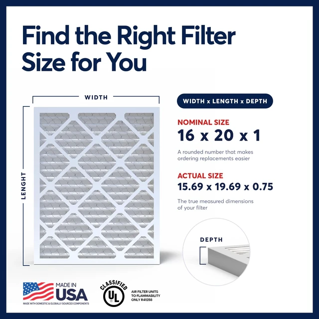 Alt view image 2 of 7 - TruFilter 16x20x1 Air Filter MERV 13 AC Filter, HVAC Furnace Filter, 2 Pack (ACTUAL SIZE 15.69"x19.69"x0.75") Allergies, Dust, Pet Dander & Smoke - MADE IN USA - MPR1500 / FPR 10