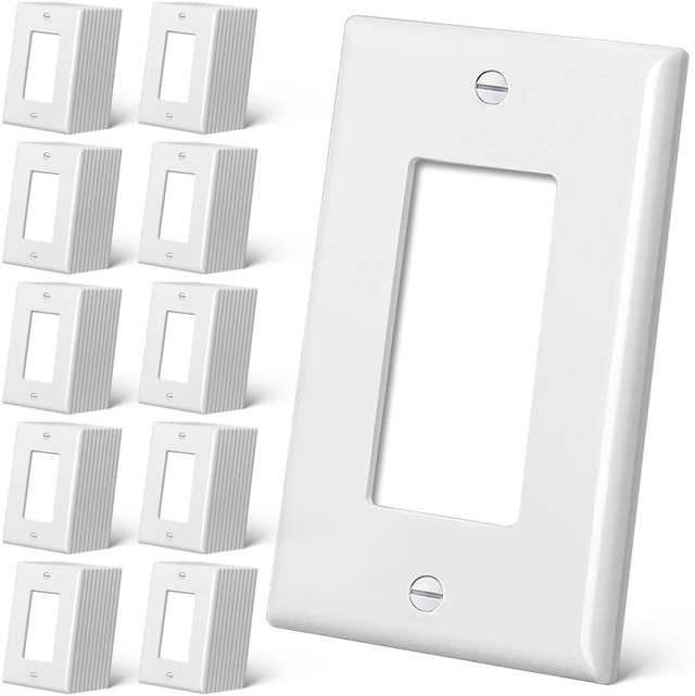 Main image of 100 Pack Mid-Size Decorator Wall Plates, 1-Gang Switch Plates and Electrical Outlet Receptacle Covers, Midway Size 3.18 x 5, Gloss White, Contractor Pack