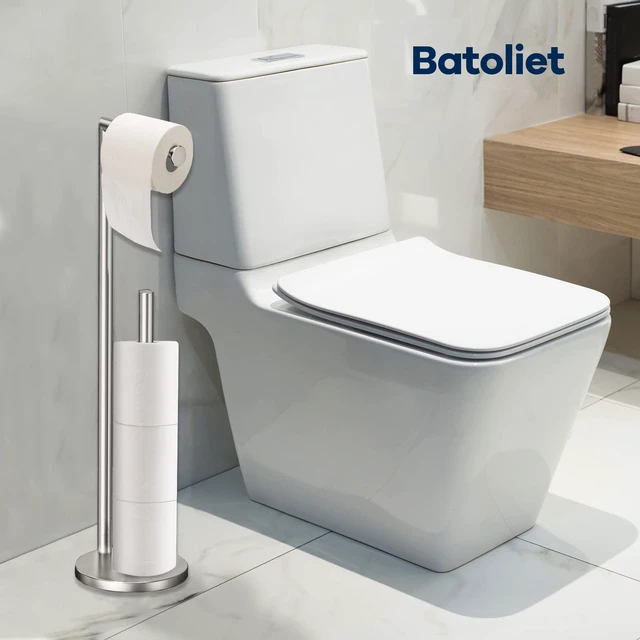 Alt view image 4 of 6 - Toilet Paper Holder Stand, Bathroom Free Standing Storage, Brushed Nickel Rustproof Toilet Paper Roll Holder for 4 Rolls,with Non-Slip Stable Base,Bathroom Organizers and Storage