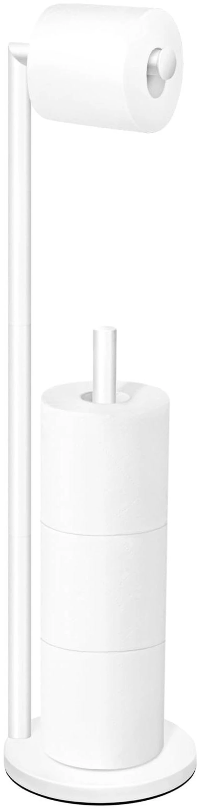 Main image of Toilet Paper Holder Stand, Bathroom Free Standing with Storage, White Rustproof Toilet Paper Roll Holder for 4 Rolls,with Non-Slip Stable Base,Bathroom Organizers and Storage