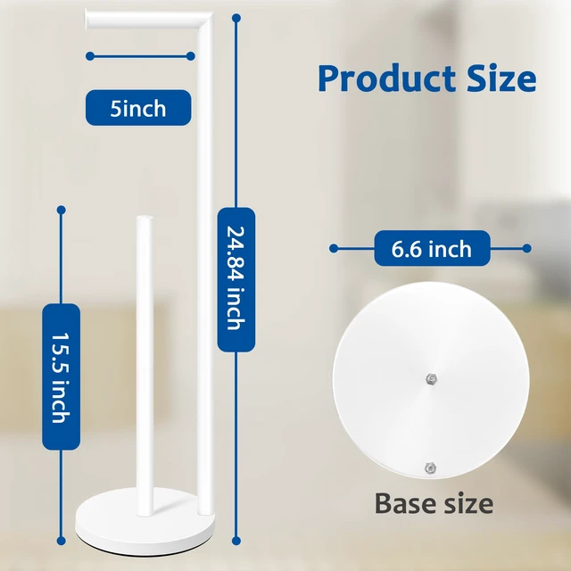 Alt view image 2 of 6 - Toilet Paper Holder Stand, Bathroom Free Standing with Storage, White Rustproof Toilet Paper Roll Holder for 4 Rolls,with Non-Slip Stable Base,Bathroom Organizers and Storage