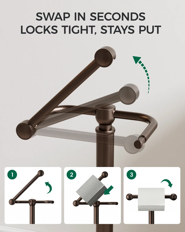 Alt view image 3 of 7 - Dark Bronze Toilet Paper Holder Stand Stainless Steel&Weighted Base Post Pivoting Design Easy to Change Roll, Mega Roll Toilet Paper Holder Freestanding for Bathroom Waterproof & Rustproof