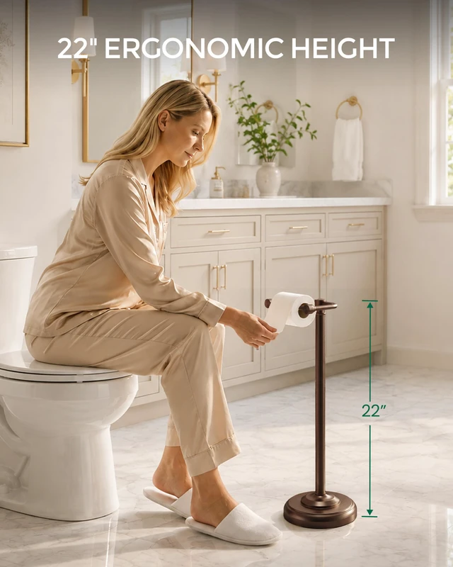 Alt view image 6 of 7 - Dark Bronze Toilet Paper Holder Stand Stainless Steel&Weighted Base Post Pivoting Design Easy to Change Roll, Mega Roll Toilet Paper Holder Freestanding for Bathroom Waterproof & Rustproof
