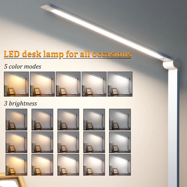 Alt view image 2 of 6 - LED Desk Lamp with USB Ports,Touch Desk Lamps for Home Office with 5 Modes 3 Brightness Desk Light with Small Night Light,Reading Lamp Table Lamp for Bedroom Bedside Study Blue with adapter
