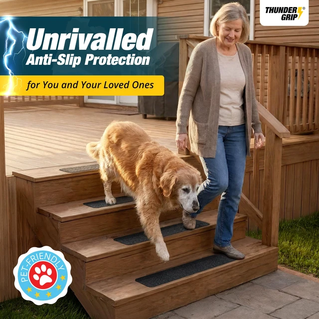 Alt view image 6 of 6 - Outdoor Stair Treads Non-Slip 24" x 4" 15-Pack Waterproof 80-Grit Grip Tape Weather Resistant Exterior Grip Tape for Wooden Steps, Non Slip Stair Treads for Outdoor, Anti Skid Strips by