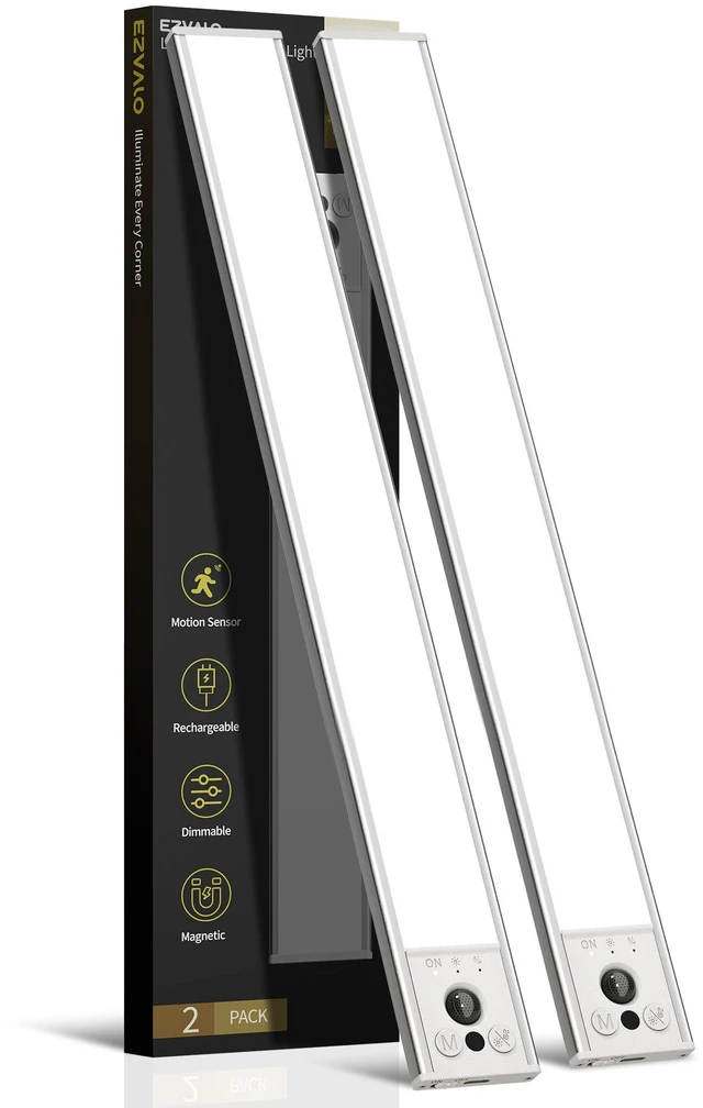 Main image of 14.5inch Under Cabinet Lighting, 2 Pack 3500mAh Rechargeable Wireless Motion Sensor Lights Indoor, Dimmable Magnetic Closet Lights, Under Counter Lights for Kitchen, Pantry, Stairs