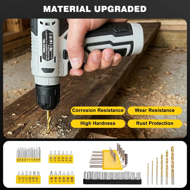 Alt view image 7 of 7 - 157-Piece Tool Set, 8V Cordless Drill Set, Hand Tool Kit for Men and Women Rechargeable Drill Kit with LED Light and Storage Case, Household Hand ToolBox for DIY Improvement, Maintenance and Repairs
