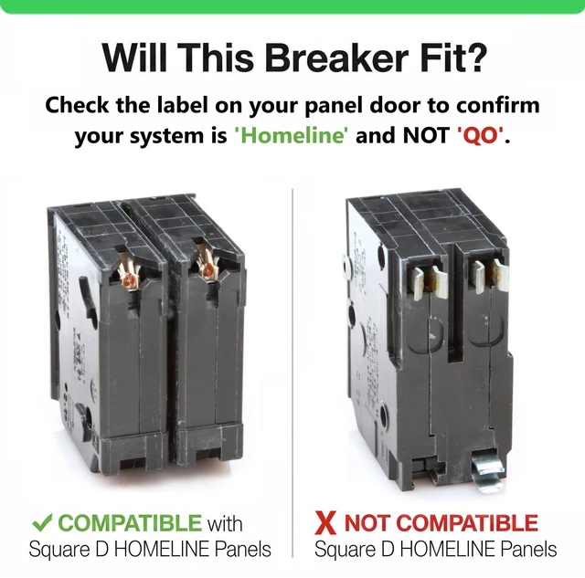 Alt view image 4 of 7 - Genuine Square D HOM220 Circuit Breaker Kit Bundle (1 Pack), 20 Amp (20A) Double Pole, 120/240V, 10kAIC, UL Listed, Plug-On for Homeline Load Centers & Panel Box, New Replacement