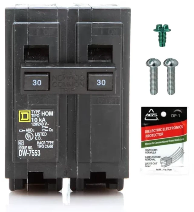 Main image of Genuine Square D HOM230 30 Amp Double Pole Circuit Breaker Kit UL Listed, Plug-On Replacement for Homeline Load Center Panel Box, 30A, 120/240V, 10kAIC, 30Amp, 2 Pole HOM Series, 1 Pack
