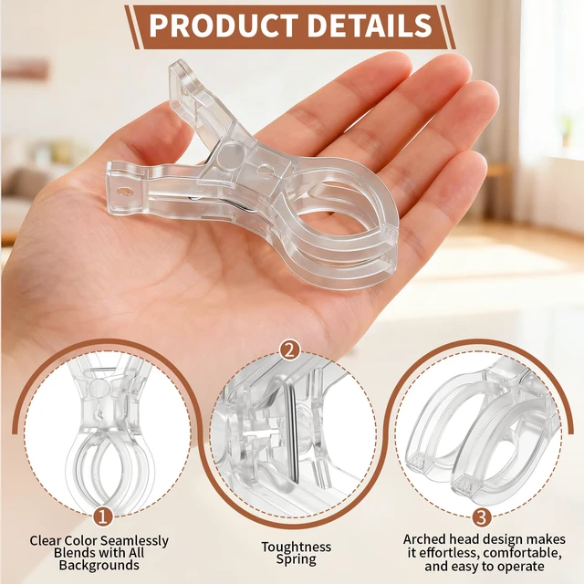Alt view image 4 of 7 - 30 Pack Balloon Arch Clips, Large Clear Spring Clamps for Backdrop, 3.5'' Plastic Clips Supplies for Birthday Decoration Accessories Beach Towels Crafts Swimming Pool Photography Studios