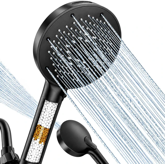 Main image of High Pressure Filtered Handheld Shower Head 9 Spray1 filter Removes Chlorine and Hard Water Impurities, Power Wash Mode, Anti-Clog Soft Silicone Nozzles,Adjustable Bracket
