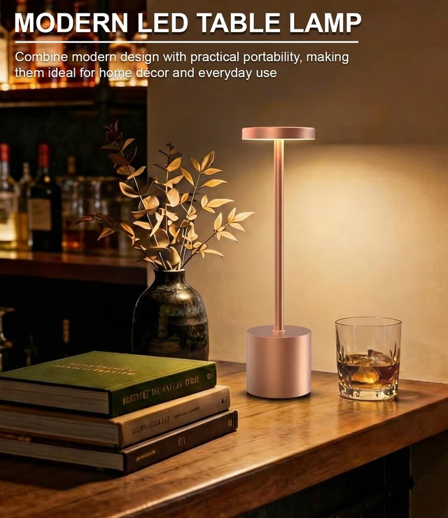 Alt view image 6 of 7 - Cordless Table Lamps Rechargeable Set of 2, Portable LED Desk Lamp, 5000mAh Battery Powered Wireless Table Light - 3 Color Dimmable Lighting for Restaurant Dining Patio Outdoor Bedroom(Rose Gold)