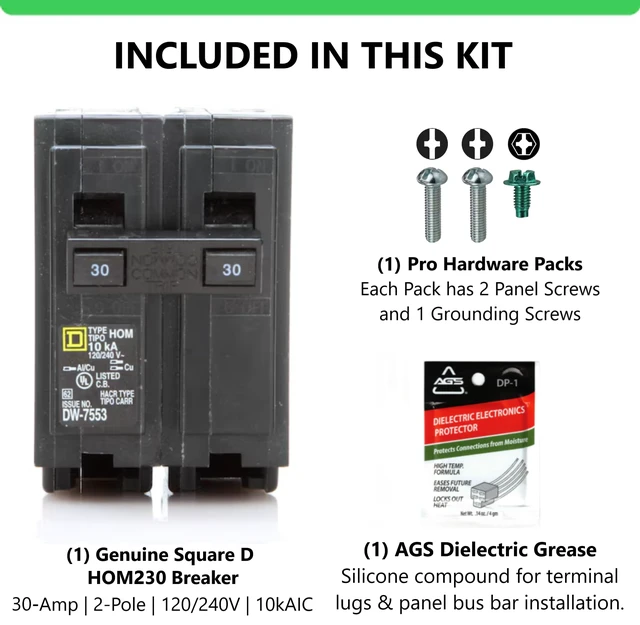 Alt view image 5 of 7 - Genuine Square D HOM230 30 Amp Double Pole Circuit Breaker Kit UL Listed, Plug-On Replacement for Homeline Load Center Panel Box, 30A, 120/240V, 10kAIC, 30Amp, 2 Pole HOM Series, 1 Pack