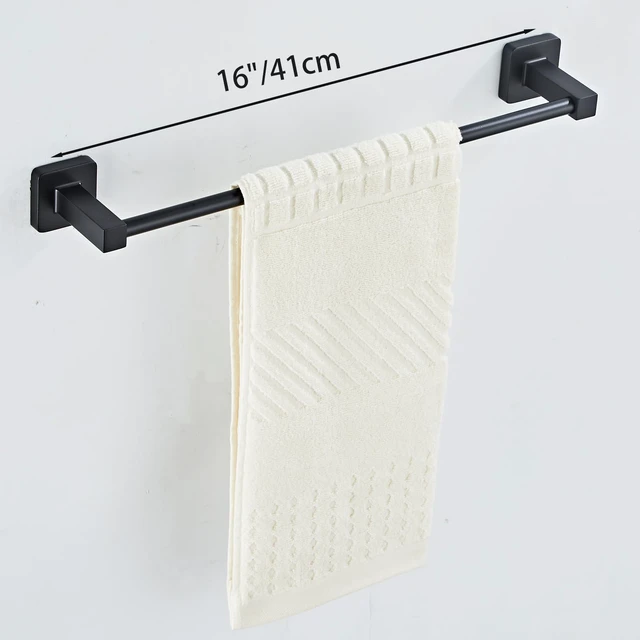 Alt view image 3 of 6 - Matte Black Bathroom Hardware Set 8 Pieces,Towel Bar Set Stainless Steel Wall Mounted, Includes 16In Hand Towel Bar, Towel Ring, Robe Towel Hooks,Toilet Paper Holder, Bathroom Towel Rack Set