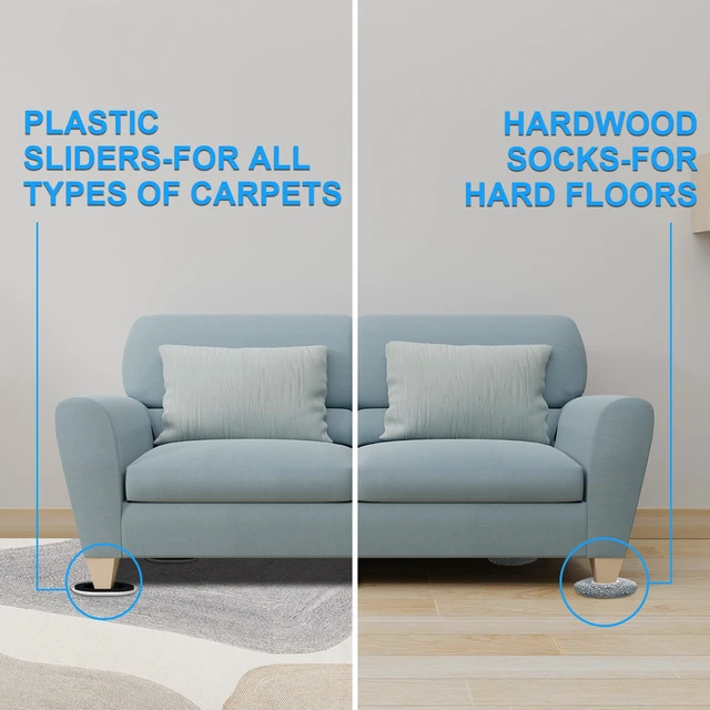 Alt view image 3 of 7 - Furniture Sliders for Hardwood Floors: Multi-Surface 3-in-1 Movers Sliders Moving Pads with 8PCS Carpet Sliders+4PCS Hard Floor Socks+1 Lifter - Protect Floor and Easily Move Furniture