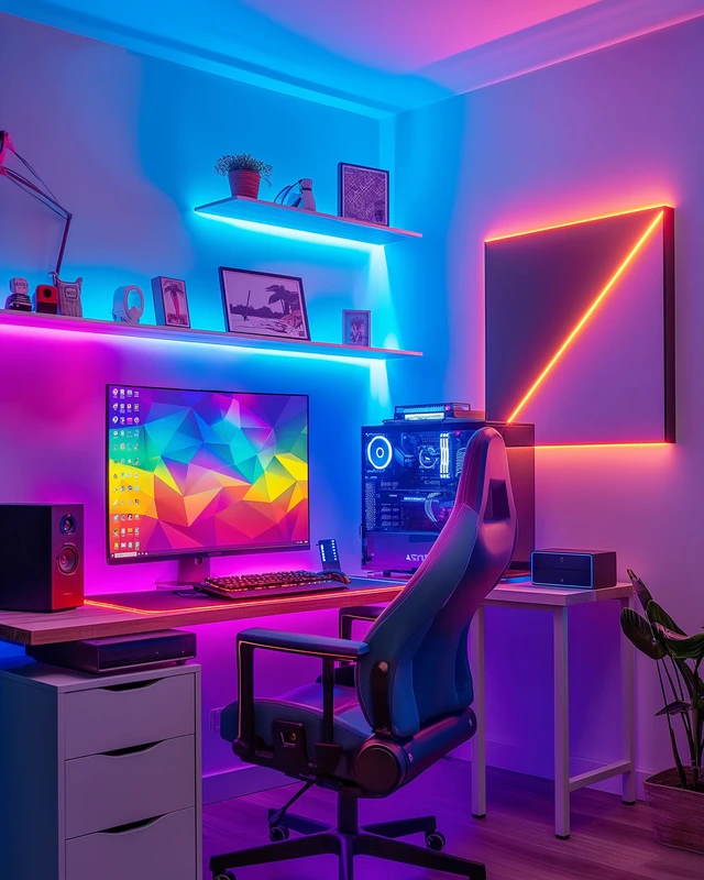 Alt view image 6 of 7 - Waterproof LED Strip Lights Kit, RGB Color Changing Pre-Cut 4FT UL Listed with RF Remote 12V Power Supply Connectors, Dimmable 12 Colors 19 Dynamic Modes for Cabinet Shelf Display Backlight