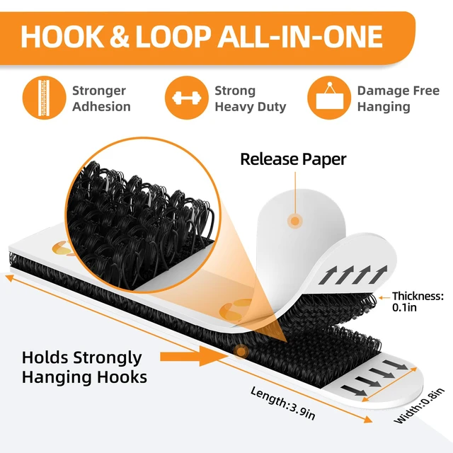 Alt view image 2 of 7 - Damage Free Picture Hanging Strips, 20 Pairs, XL, Black Nail-free wall hangers, strong adhesive backing, damage-free removal, suited for dark photo frames & wall art