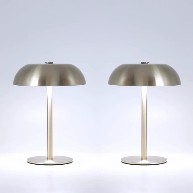 Main image of 2 Pack Cordless Mushroom Table Lamp, Rechargeable, Dimmable 3 Color, Silver Small, 8.46in, Portable, Easy to Assemble, Metal Structure, Rechargeable, Suitable for Bedroom, Café, and Bar Counter