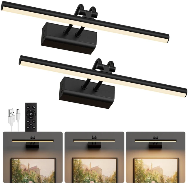 Main image of Battery Operated Wall Light, 13.8'', Set of 2, Black, RF Remote Control 4000mAh Cordless, Wall Light, Magnetic for Easy to Charge,Timers, Display for Gallery Living Room Bedroom