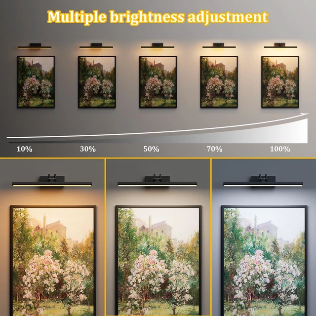 Alt view image 5 of 7 - Battery Operated Wall Light, 13.8'', Set of 2, Black, RF Remote Control 4000mAh Cordless, Wall Light, Magnetic for Easy to Charge,Timers, Display for Gallery Living Room Bedroom