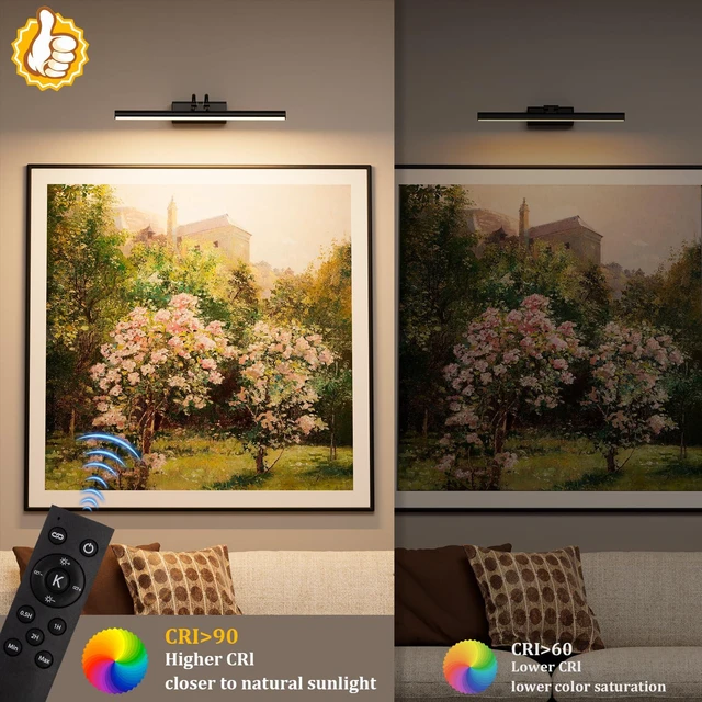 Alt view image 3 of 7 - Battery Operated Wall Light, 13.8'', Set of 2, Black, RF Remote Control 4000mAh Cordless, Wall Light, Magnetic for Easy to Charge,Timers, Display for Gallery Living Room Bedroom