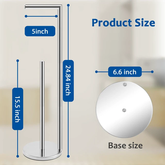 Alt view image 2 of 6 - Toilet Paper Holder Stand, Bathroom Free Standing with Storage, Chrome Rustproof Toilet Paper Roll Holder for 4 Rolls,with Non-Slip Stable Base,Bathroom Organizers and Storage